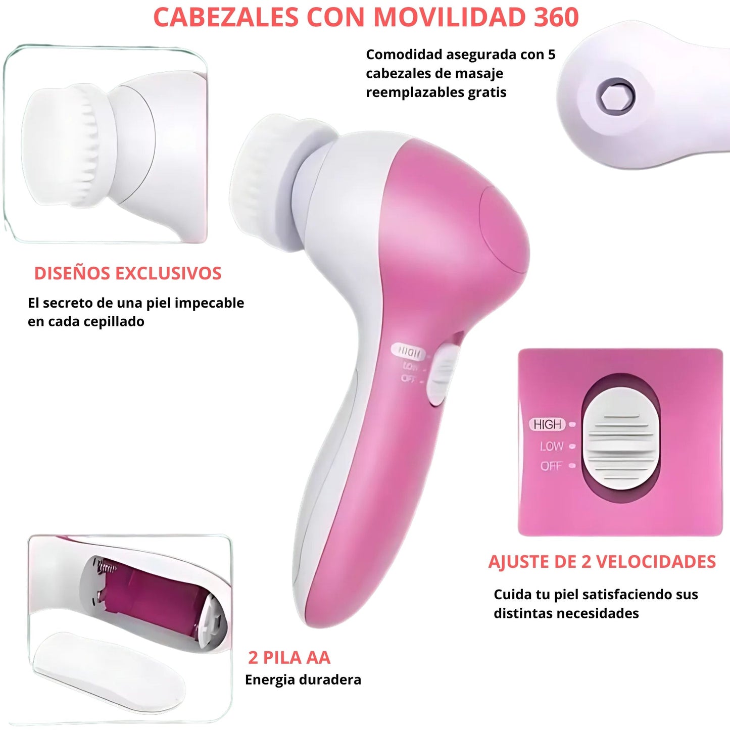 Cepillo de limpieza facial electrico